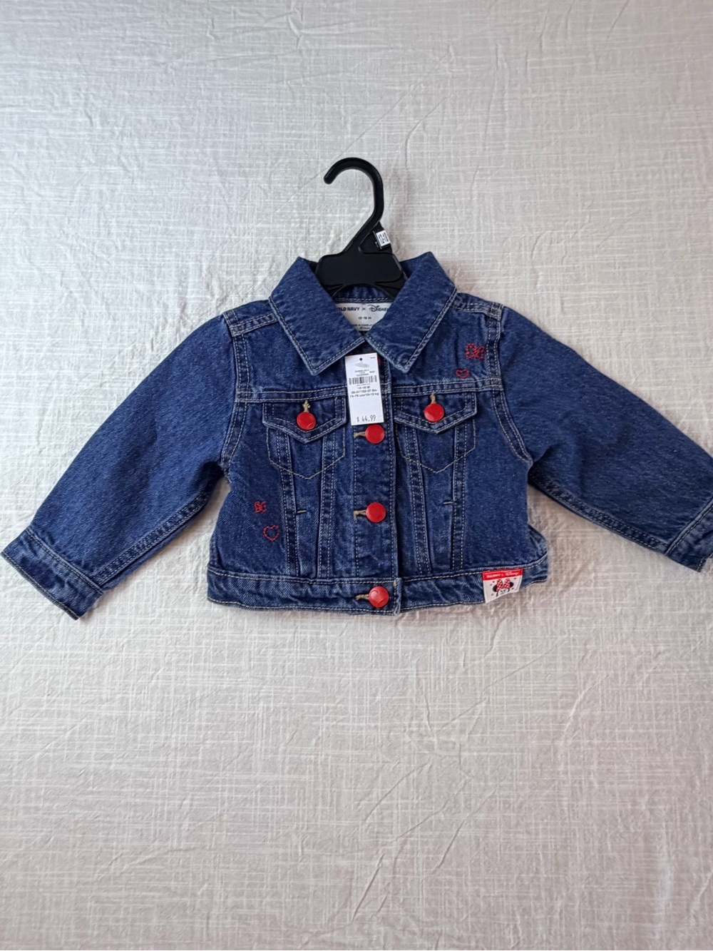 Children's Dark Blue Denim Jacket with Red Accents 12-18 M new with tags Disney